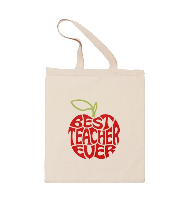 Πάνινη τσάντα "Teaching is a work of heart" σε μπεζ χρώμα